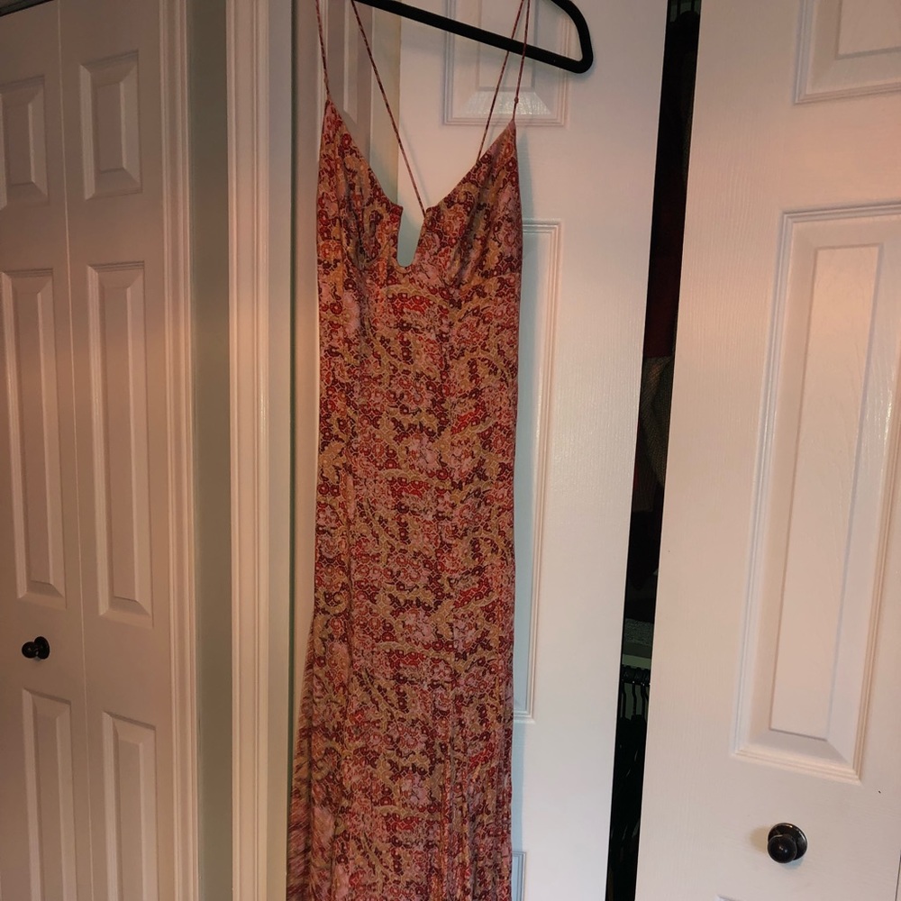 Free People Backless Floral Dress - Red and Pink